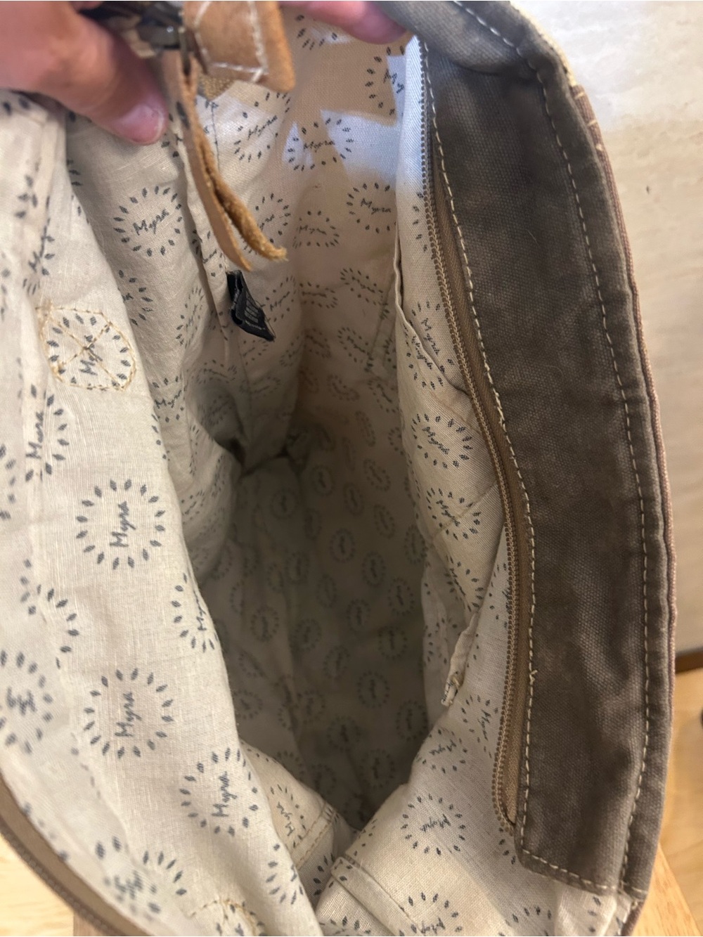 Myra Bag Upcycled Canvas and Leather Tote Bag - Picture 12 of 15